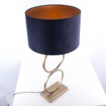 Tafellamp capri 2 ringen brons met velours kap zwart | goud
