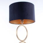 Tafellamp capri 2 ringen brons met velours kap zwart | goud