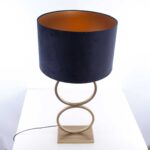 Tafellamp capri 2 ringen brons met velours kap zwart | goud