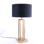Tafellamp vierkant brons met velours kap Ø 30 cm zwart | goud