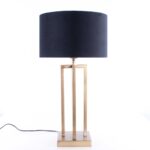 Tafellamp vierkant brons met velours kap Ø 30 cm zwart | goud