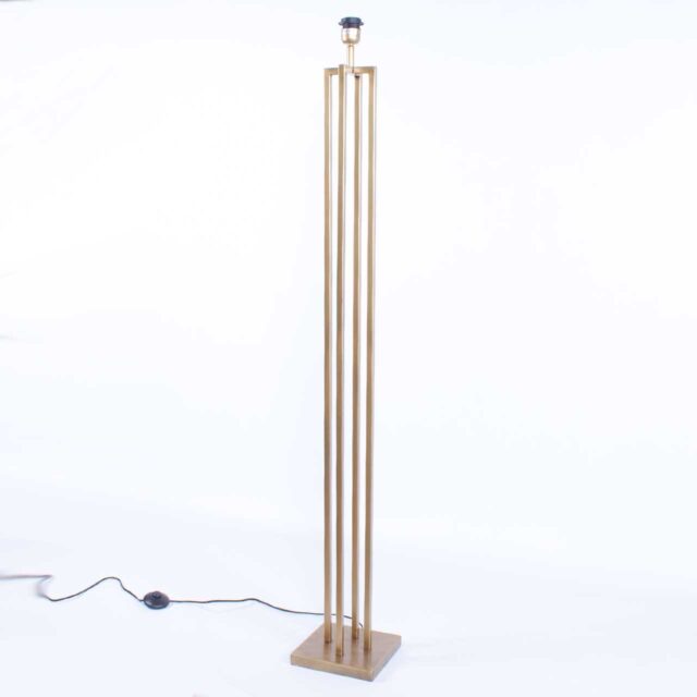 Vierkante bronzen vloerlamp met velours kap Ø 45 cm roestbruin | koper