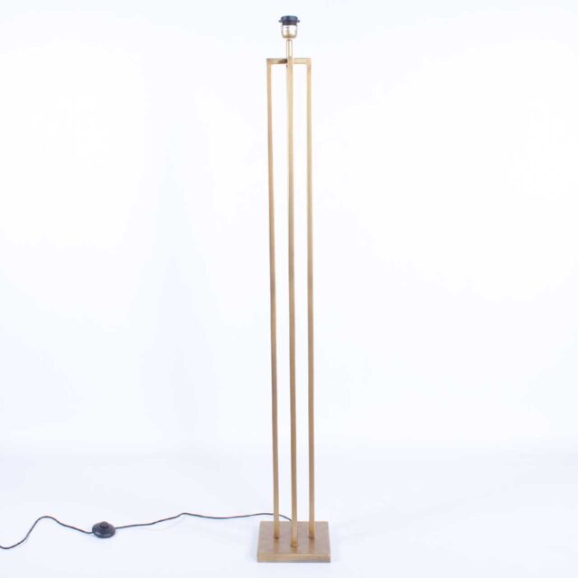 Vierkante bronzen vloerlamp met velours kap Ø 45 cm roestbruin | koper