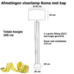 Vloerlamp vierkant brons met velours kap Ø 45 cm zwart | goud