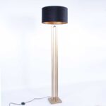Vloerlamp vierkant brons met velours kap Ø 45 cm zwart | goud