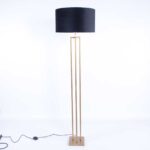 Vloerlamp vierkant brons met velours kap Ø 45 cm zwart | goud