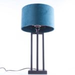 Zwarte tafellamp met blauwe velours kap Ø 30 cm