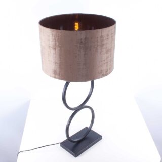 Zwarte tafellamp met brons | bruine kap Ø 40 cm