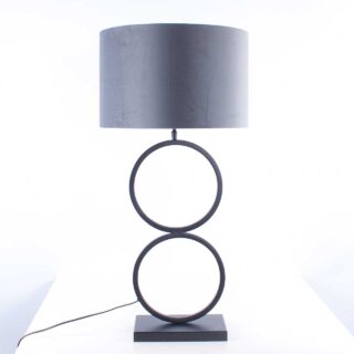 Zwarte tafellamp met grijze velours kap 40 cm