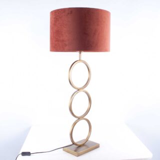 Bronzen tafellamp capri met velours kap koper | roestbruin