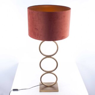 Bronzen tafellamp capri met velours kap koper | roestbruin