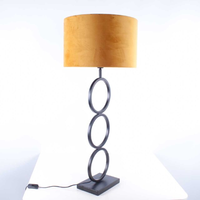 Moderne tafellamp zwart | kap velours geel | goud