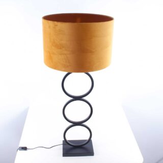 Moderne tafellamp zwart | kap velours geel | goud
