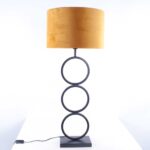 Moderne tafellamp zwart | kap velours geel | goud