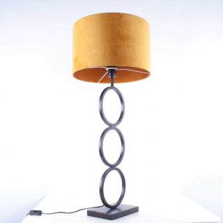 Moderne tafellamp zwart | kap velours geel | goud
