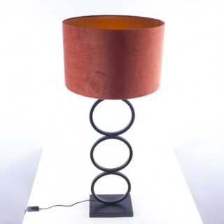Moderne tafellamp zwart met roest | koper | goud kleurige kap velours