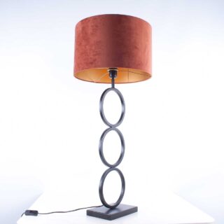 Moderne tafellamp zwart met roest | koper | goud kleurige kap velours