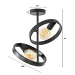 Landelijke plafondlamp Hover | 2 lichts | zwart | metaal | dimbaar | E27 | modern design
