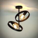 Landelijke plafondlamp Hover | 2 lichts | zwart | metaal | dimbaar | E27 | modern design