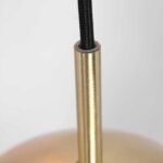 Moderne 6 lichts eettafellamp met glazen bollen amber