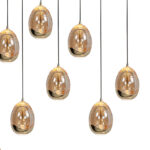 Chique ovale eettafellamp Golden Egg 12-lichts | ovale plaat 140cm