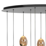 Chique ovale eettafellamp Golden Egg 12-lichts | ovale plaat 140cm