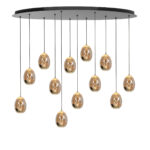 Chique ovale eettafellamp Golden Egg 12-lichts | ovale plaat 140cm