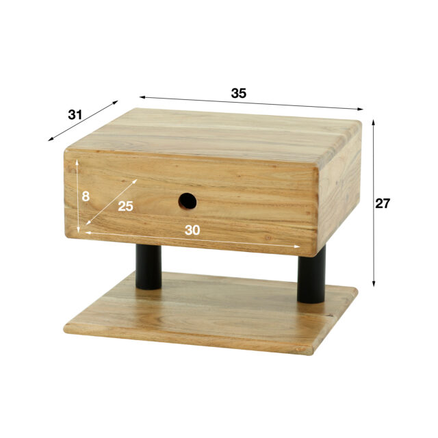 Nachtkastje 1 lade shelve | Massief acacia naturel