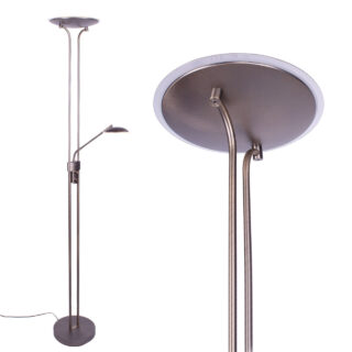 Minimalistische bronzen led vloerlamp met verstelbaar lees gedeelte