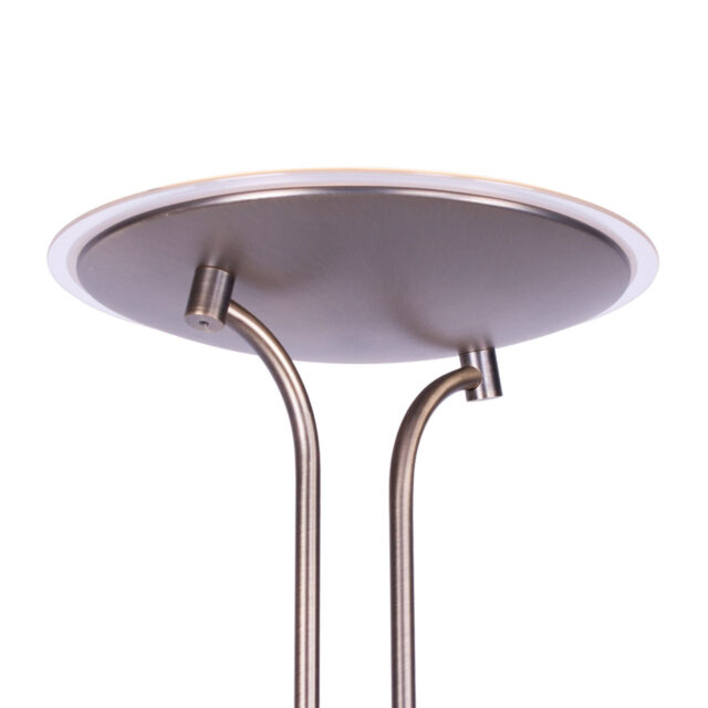 Minimalistische bronzen led vloerlamp met verstelbaar lees gedeelte