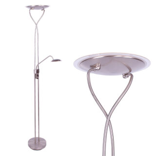 Moderne uplighter staal met leeslamp | led | dimbaar