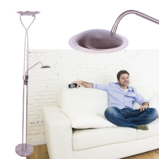 Moderne uplighter staal met leeslamp | led | dimbaar