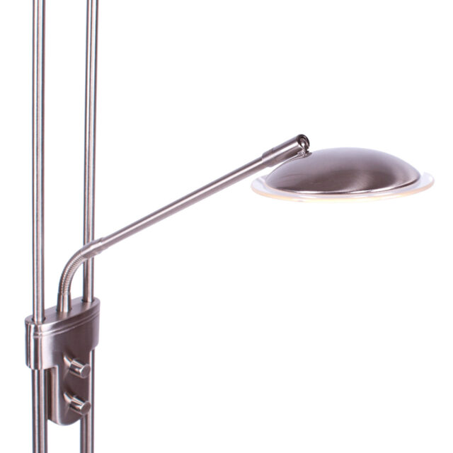 Moderne verstelbare led vloerlamp staal met leesarm