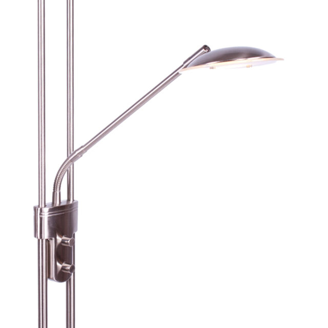 Moderne verstelbare led vloerlamp staal met leesarm