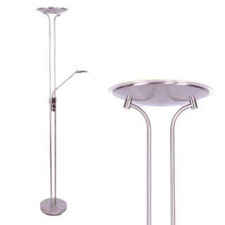 Moderne verstelbare led vloerlamp staal met leesarm