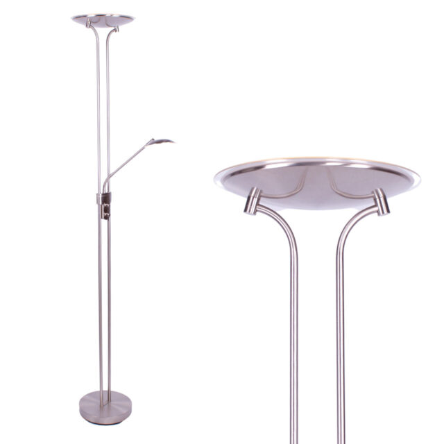 Moderne verstelbare led vloerlamp staal met leesarm