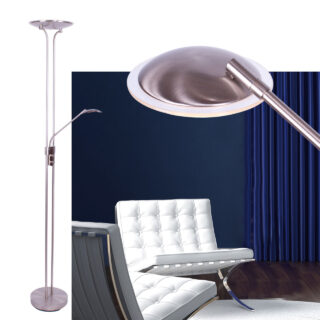Moderne verstelbare led vloerlamp staal met leesarm