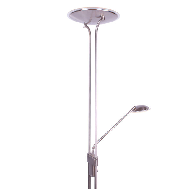 Moderne verstelbare led vloerlamp staal met leesarm
