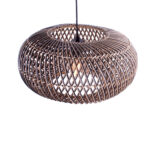 Rotan hanglamp Stripes 1 lichts Naturel | Zwart Ø 40cm