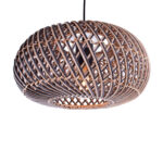 Rotan hanglamp Stripes 1 lichts Naturel | Zwart Ø 40cm