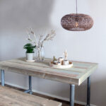 Rotan hanglamp Stripes 1 lichts Naturel | Zwart Ø 40cm