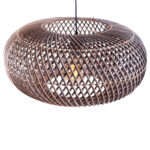 Rotan hanglamp Stripes 1 lichts Naturel | Zwart Ø 40cm