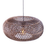 Rotan hanglamp Stripes 1 lichts Naturel/Zwart Ø 60cm