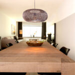Rotan hanglamp Stripes 1 lichts Naturel/Zwart Ø 60cm