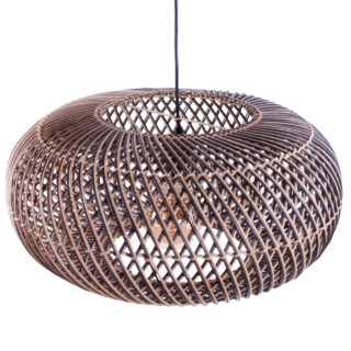 Rotan hanglamp Stripes 1 lichts Naturel/Zwart Ø 60cm
