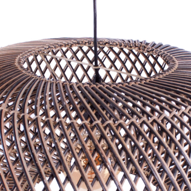 Rotan hanglamp Stripes 1 lichts Naturel/Zwart Ø 60cm