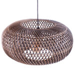 Rotan hanglamp Stripes 1 lichts Naturel/Zwart Ø 60cm