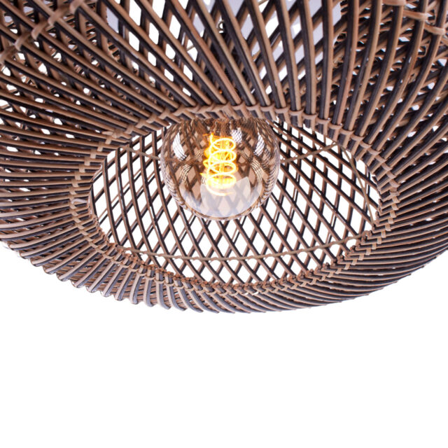 Rotan hanglamp Stripes 1 lichts Naturel/Zwart Ø 60cm