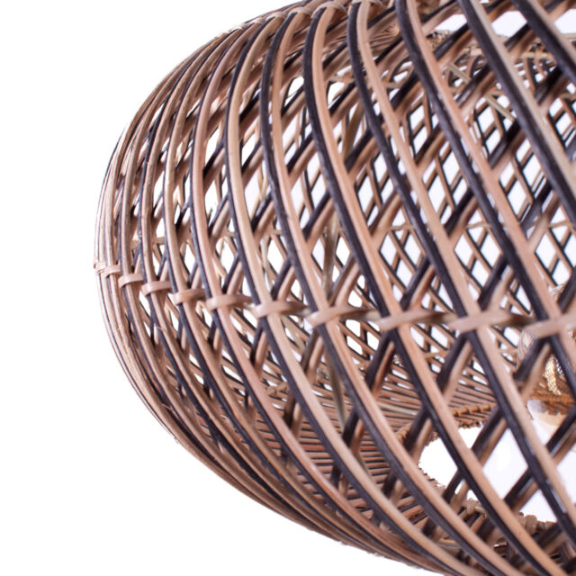 Rotan hanglamp Stripes 1 lichts Naturel/Zwart Ø 60cm