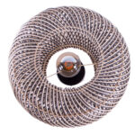 Rotan plafondlamp Stripes 1 lichts Naturel/Zwart Ø 40cm